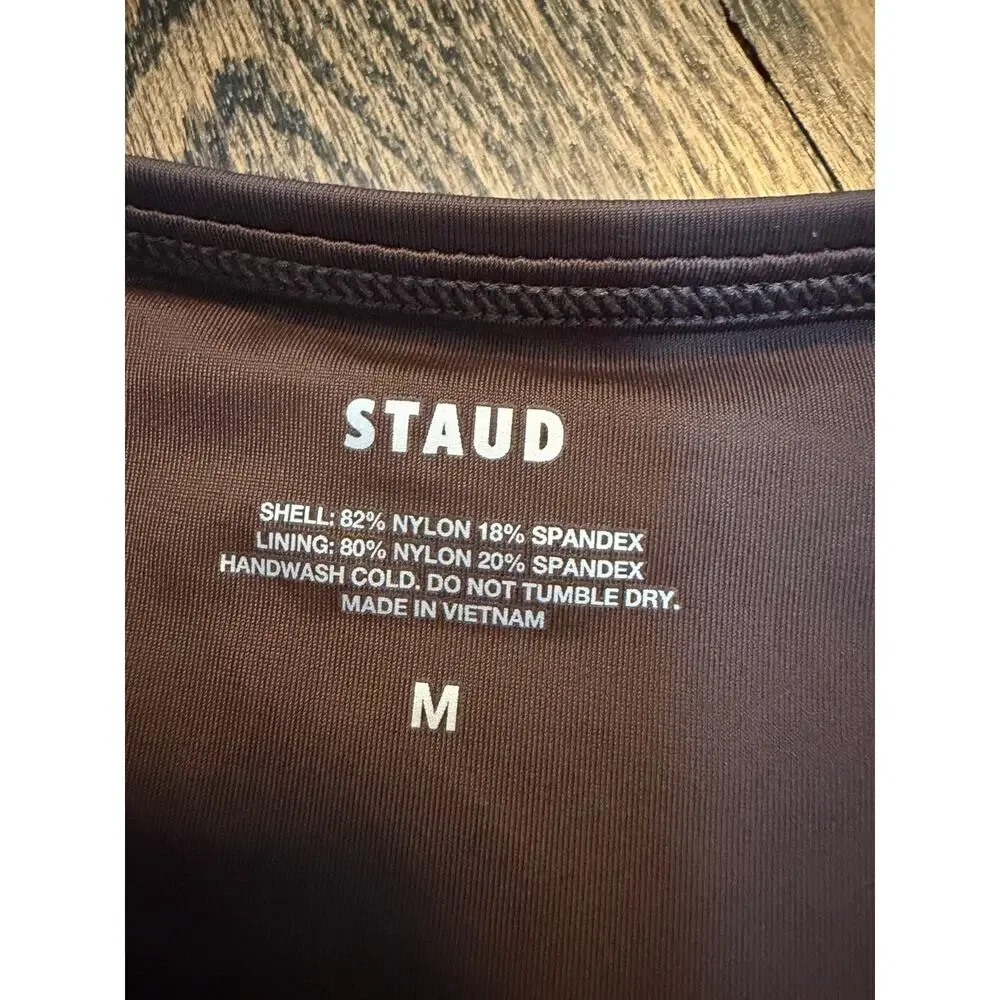 STAUD Devon High Rise Bikini Bottoms Brown Sz M NWT $95